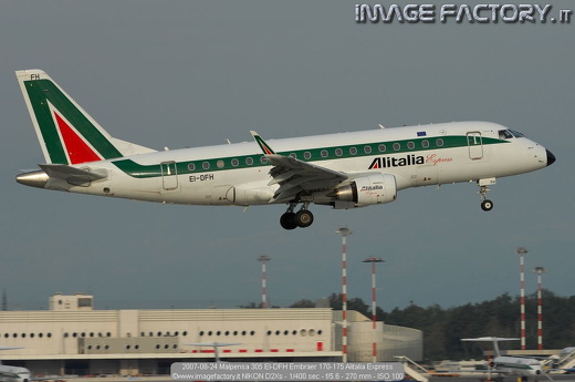 2007-08-24 Malpensa 305 EI-DFH Embraer 170-175 Alitalia Express